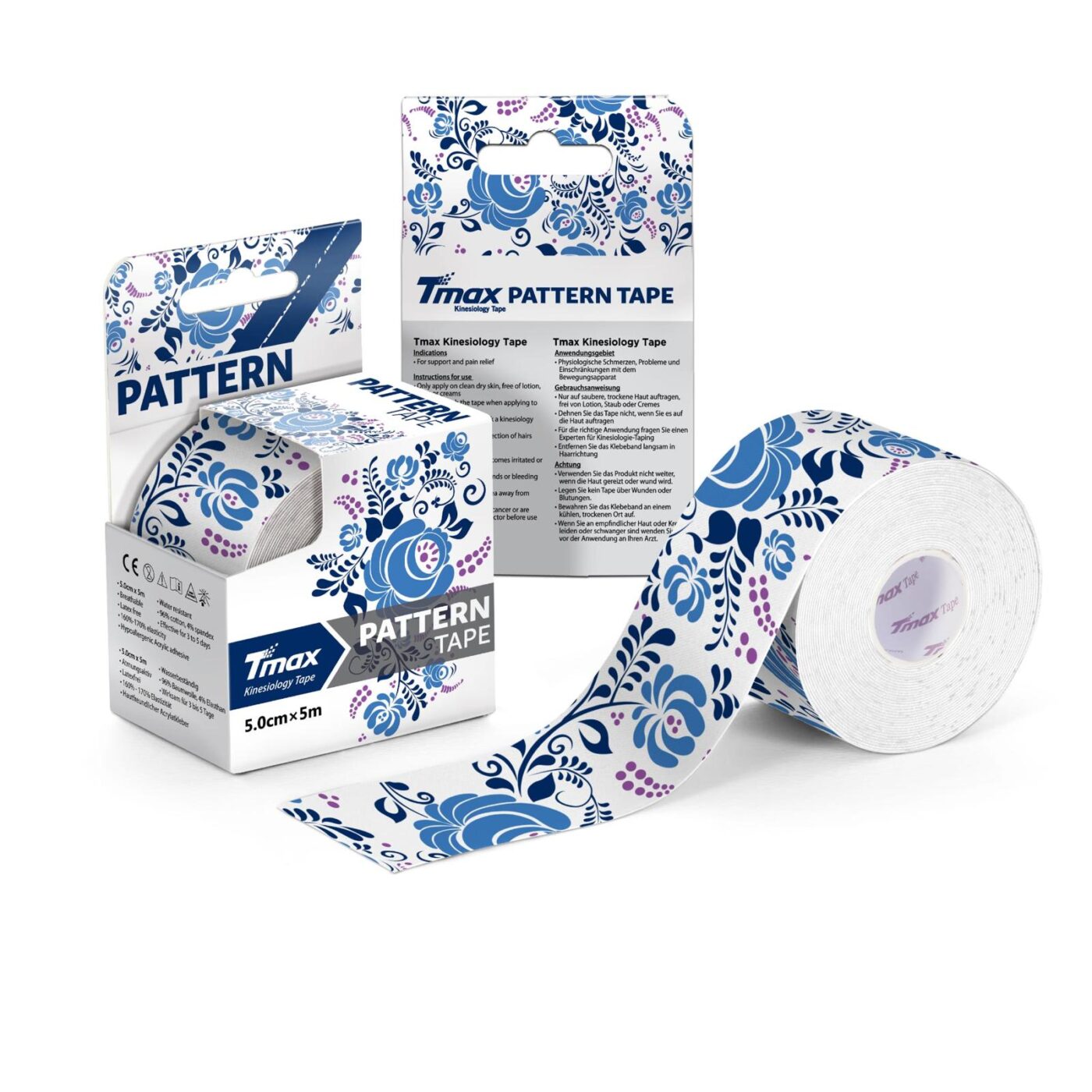 Tmax Gzhel Tape 5 cm x 5 m – Desenli Kinesio Bant 1 Tmax Gzhel Tape 5 cm x 5 m – Desenli Kinesio Bant